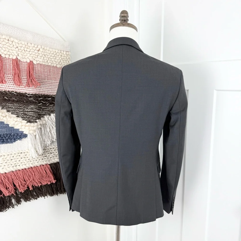 NEW Zara Wool Blend Slim Fit Blazer Graphite Grey Size 36US